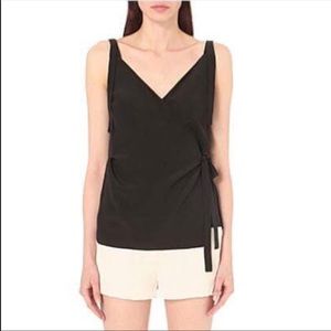 ALL SAINTS Vea Top black silk wrap tie shoulder 2